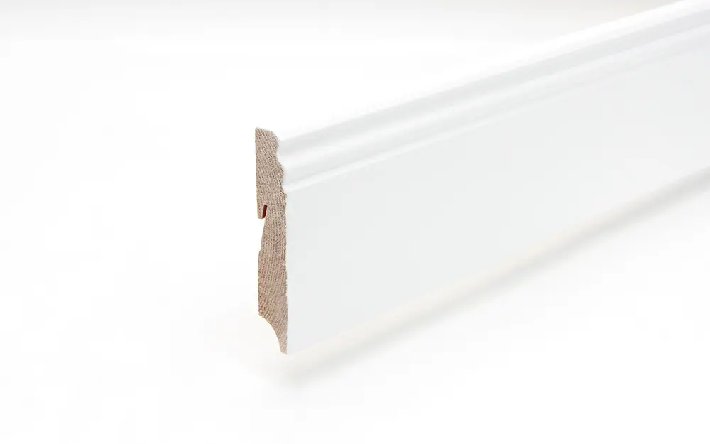 Listwa przypodłogowa 18 x 96 x 2400 mm drewno lite biały lakierowane Altdeutsch 96 wpust na klips