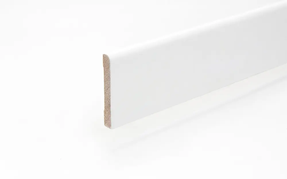 Listwa przypodłogowa 9,5 x 58 x 2440 mm MDF biała na górze zaokrąglona Clip-Nut
