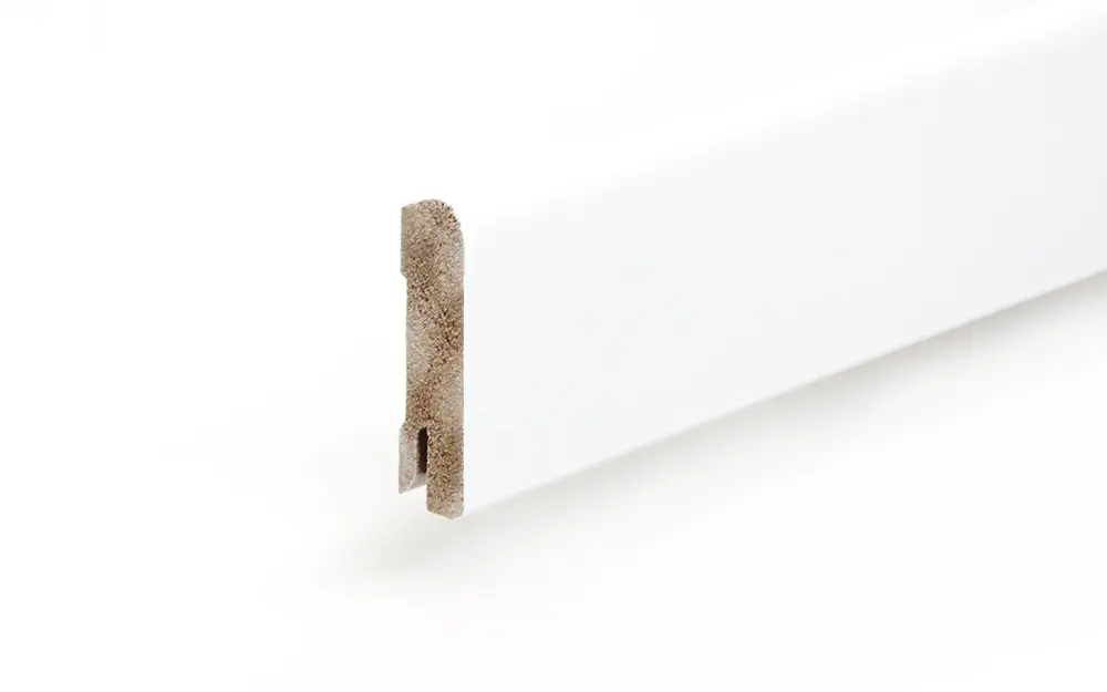 Listwa przypodłogowa 18 x 58 x 2440 mm MDF biała góra zaokrąglona wpust na klips
