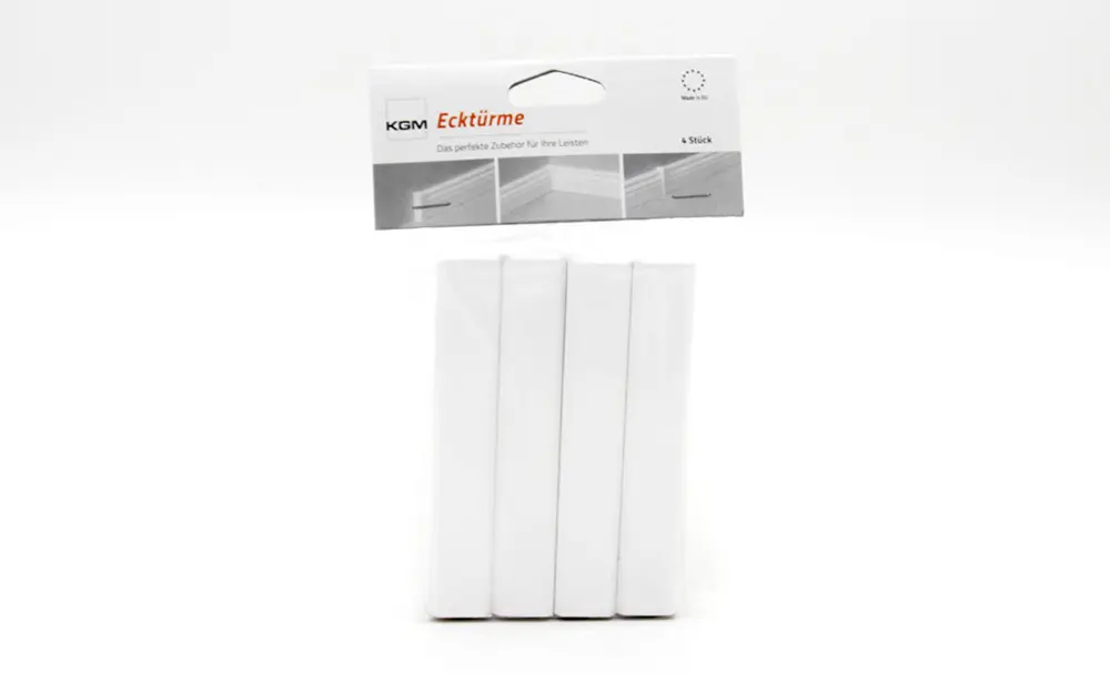 Widok frontowy łącznika uniwersalnego biały lakierowany (125 x 21 x 21)