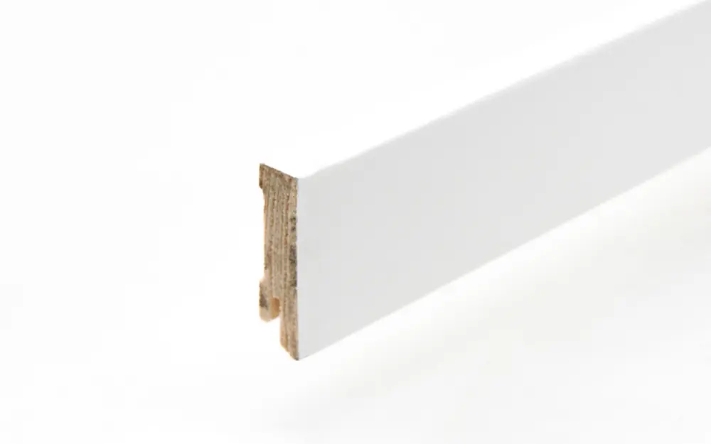 Listwa przypodłogowa 16 x 58 x 2400 mm folia o wysokiej wytrzymałości biały zaokrąglony R3 wpust na klips