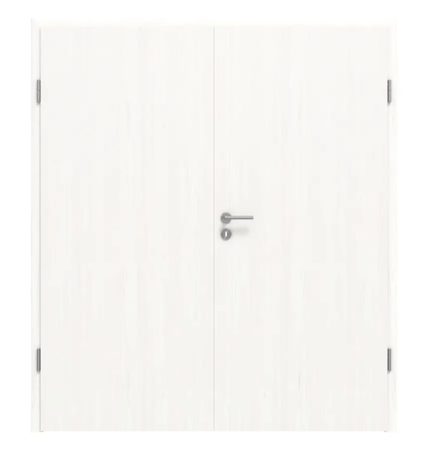 Widok frontowy drzwi dwuskrzydłowych biel pino Basic Durat z ościeżnicą - Huga