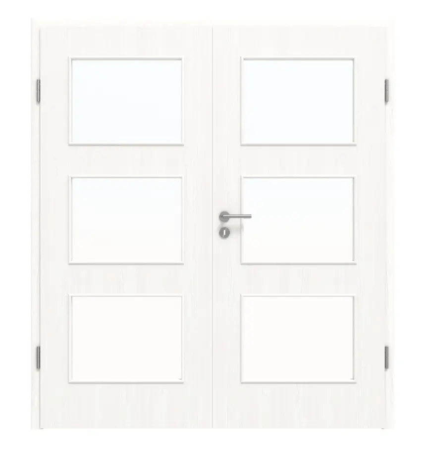 Widok frontowy biel pino LA 11 Basic Durat drzwi dwuskrzydłowe z ościeżnicą - Huga