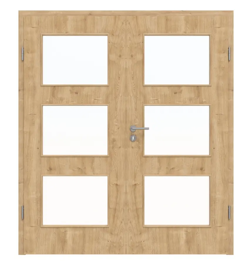 Widok frontowy dąb sękaty LA 11 Basic Durat, drzwi dwuskrzydłowe z ościeżnicą - Huga