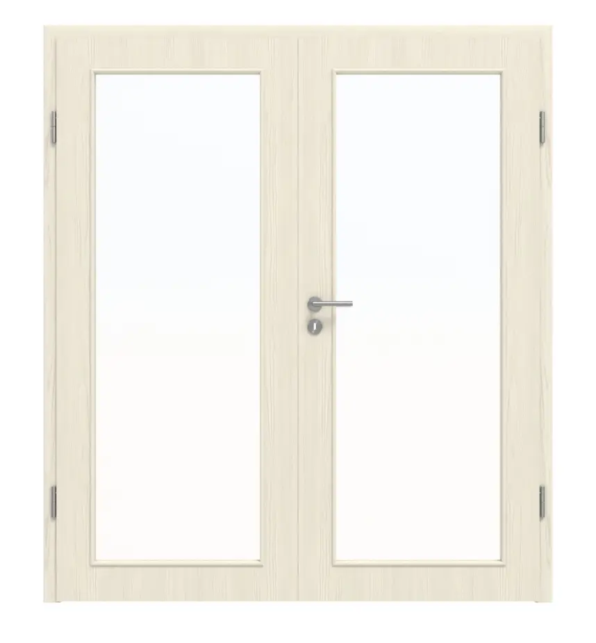 Widok frontowy: modrzew lasurowany LA 27 Basic Durat, drzwi dwuskrzydłowe z ościeżnicą - Huga