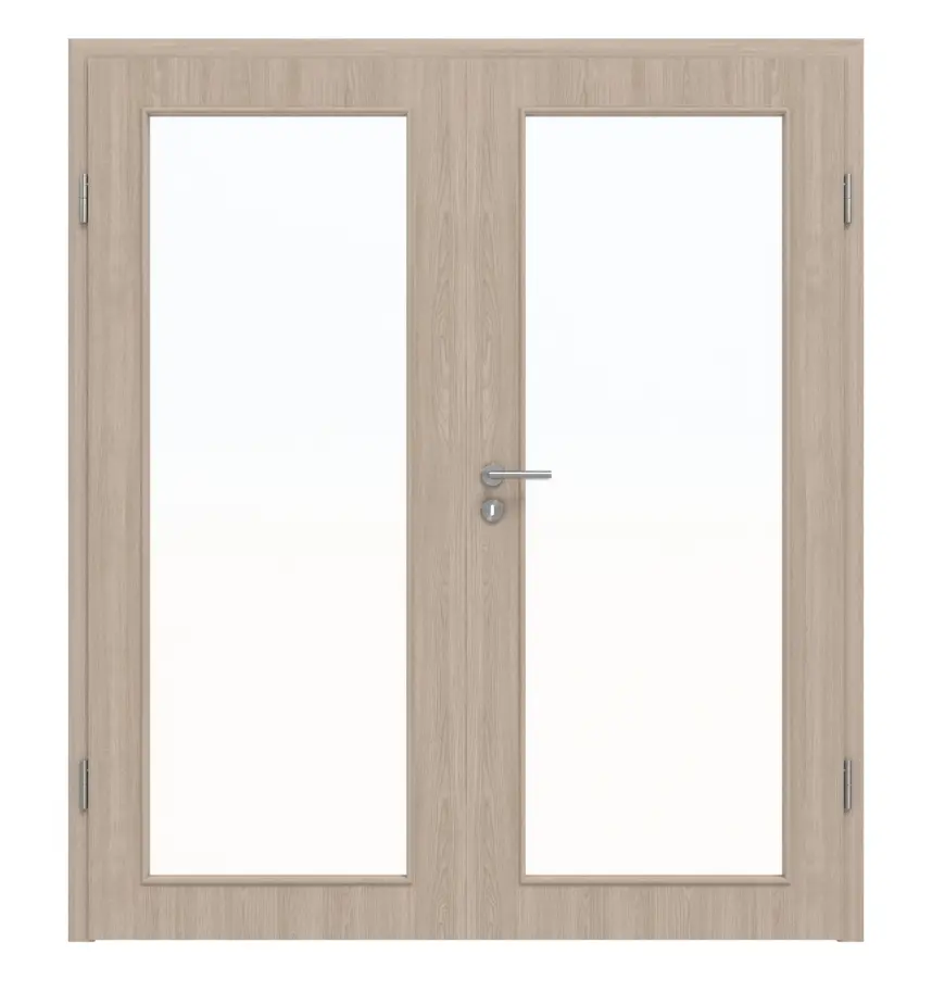 Widok frontowy dąb szary LA 27 Basic Durat drzwi dwuskrzydłowe z ościeżnicą - Huga