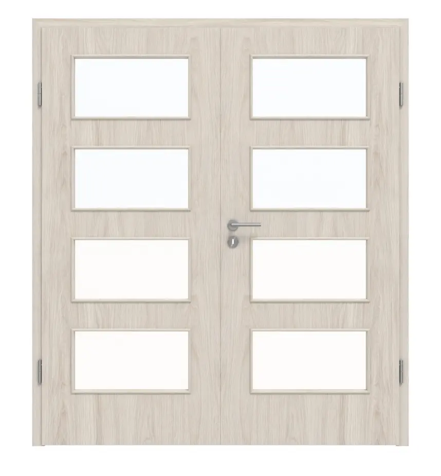 Widok frontowy dąb lazurowany LA 9 Basic Durat drzwi dwuskrzydłowe wraz z ościeżnicą - Huga