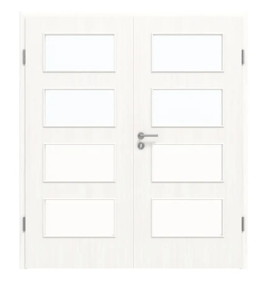 Widok frontowy - biel pino LA 9 Basic Durat drzwi dwuskrzydłowe z ościeżnicą - Huga