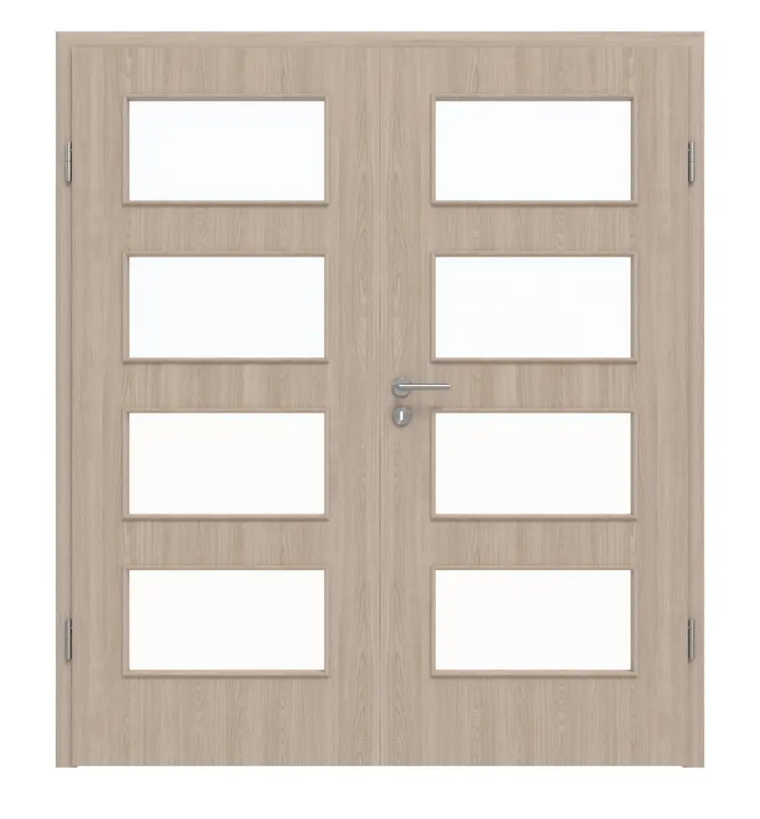 Widok frontowy: dąb szary LA 9 Basic Durat drzwi dwuskrzydłowe z ościeżnicą - Huga