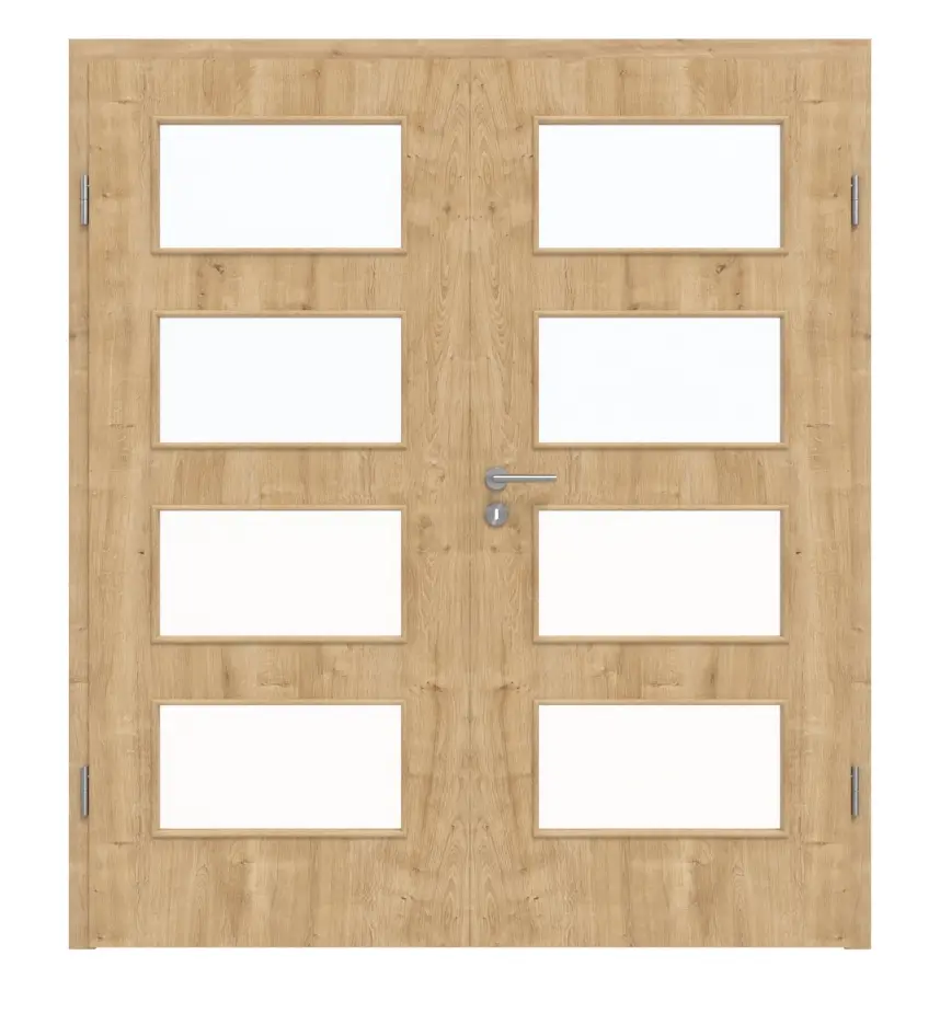 Widok frontowy dąb sękaty LA 9 Basic Durat drzwi dwuskrzydłowe wraz z ościeżnicą - Huga