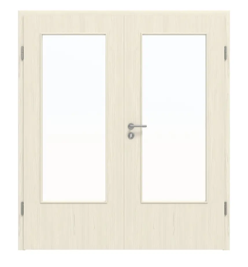 Widok frontowy modrzew lazurowany DIN-LA Basic Durat drzwi dwuskrzydłowe w zestawie ościeżnica - Huga
