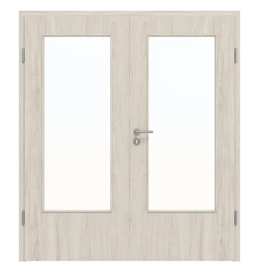 Widok frontowy dębu lakierowanego DIN-LA Basic Durat drzwi dwuskrzydłowe z ościeżnicą - Huga