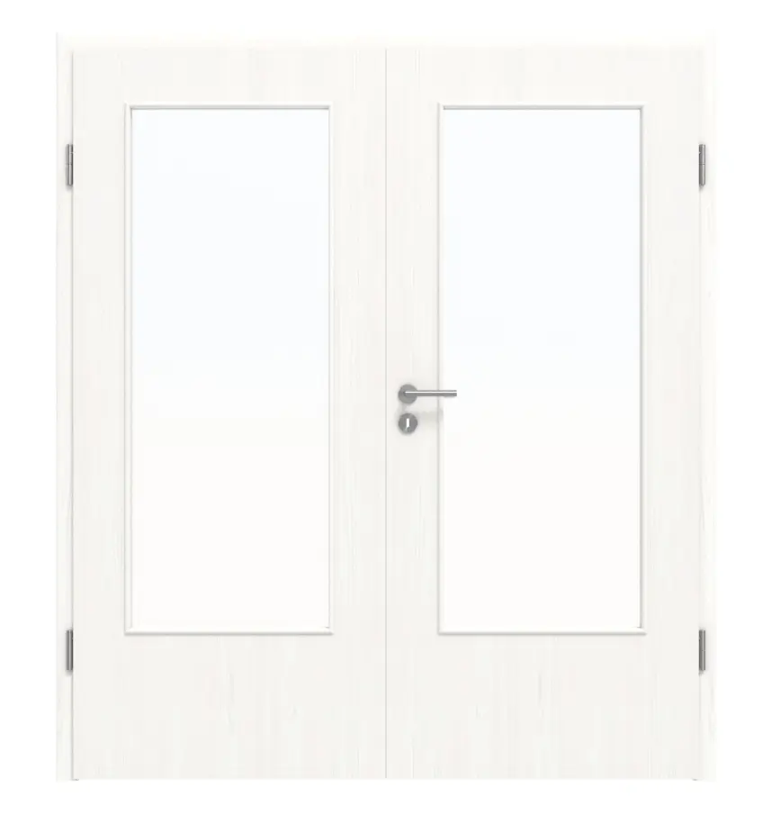 Widok frontowy biel pino DIN-LA Basic Durat drzwi dwuskrzydłowe z ościeżnicą - Huga