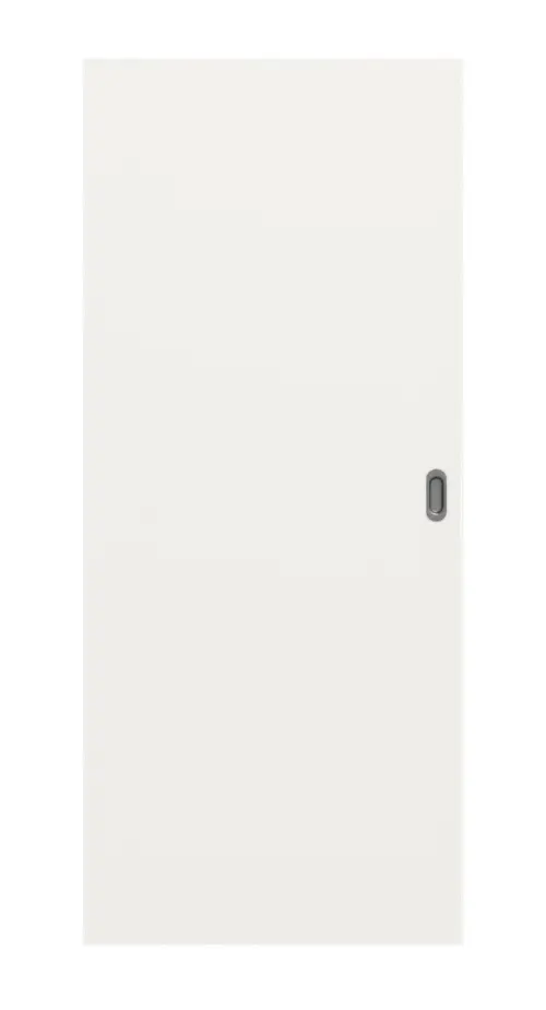 Widok frontowy białych drzwi przesuwnych Basic lakierowanych podobnych do RAL 9016 - Huga