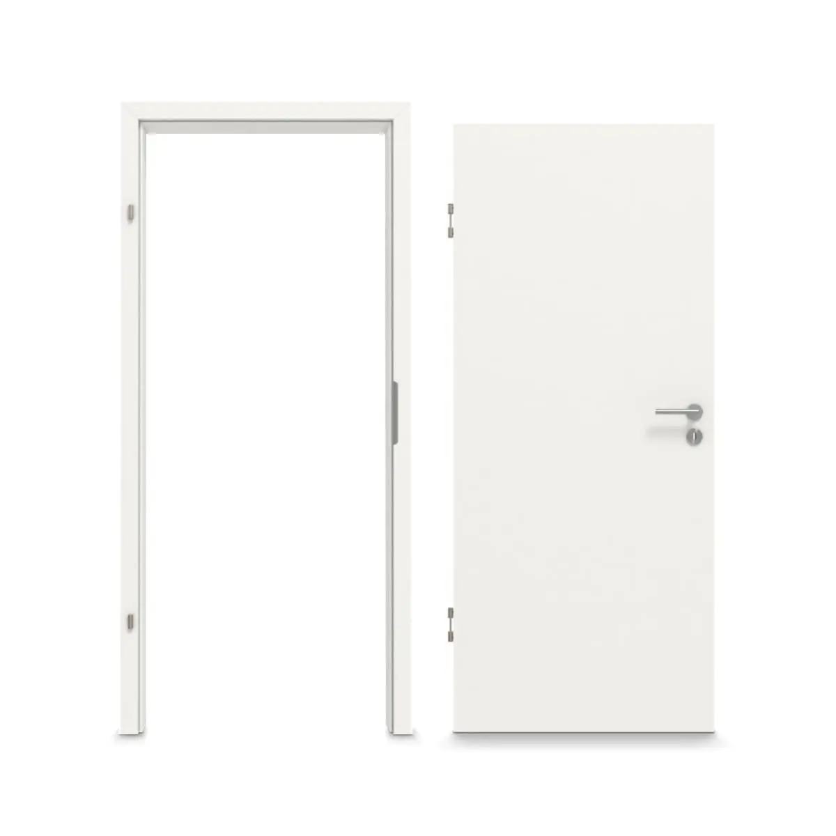 Widok kompletnego zestawu drzwi dźwiękoszczelnych GARANT biały lakier RAL 9016 z ościeżnicą