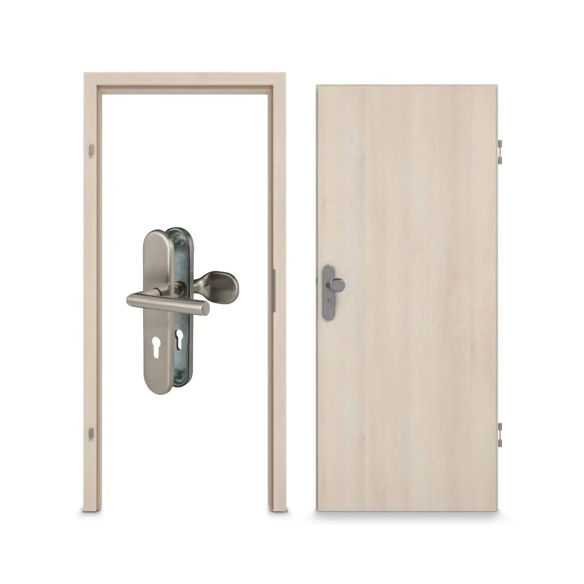 CLASSEN Zestaw drzwi wejściowych do mieszkania akacja jasna CPL 4.1 z ościeżnicą i okuciem