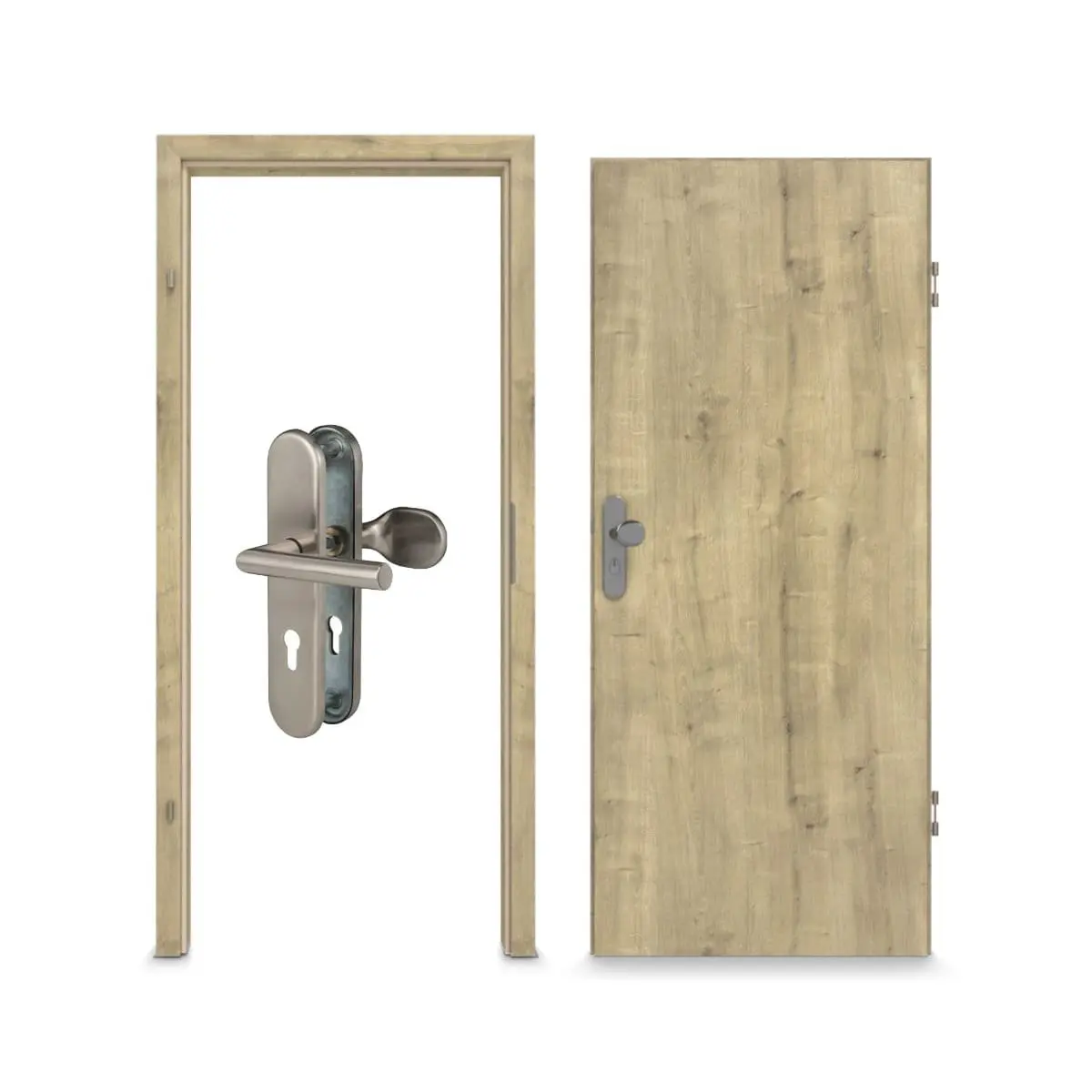 CLASSEN Zestaw drzwi wejściowych do mieszkania Hamilton dąb CPL 4.1 z ościeżnicą i okuciem