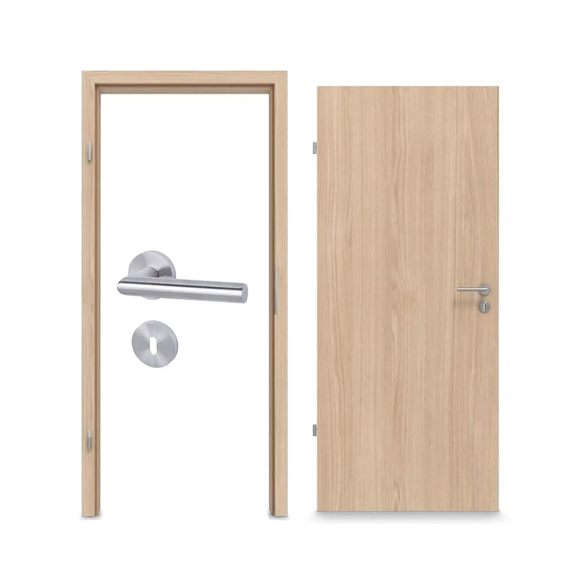 Widok kompletnego zestawu marki WESTAG zestaw drzwi wewnętrzne dąb Eleganzia Ei 342 PortaLit CPL z ościeżnica i klamka