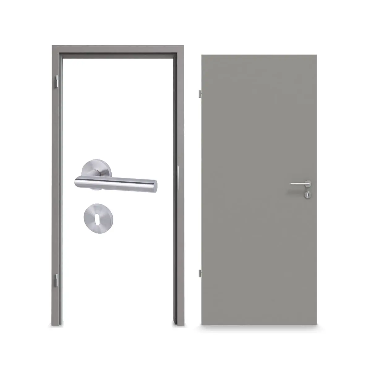 Widok kompletnego zestawu marki WESTAG zestaw drzwi wewnętrzne Kitt A 446 PortaLit CPL z ościeżnica i klamka