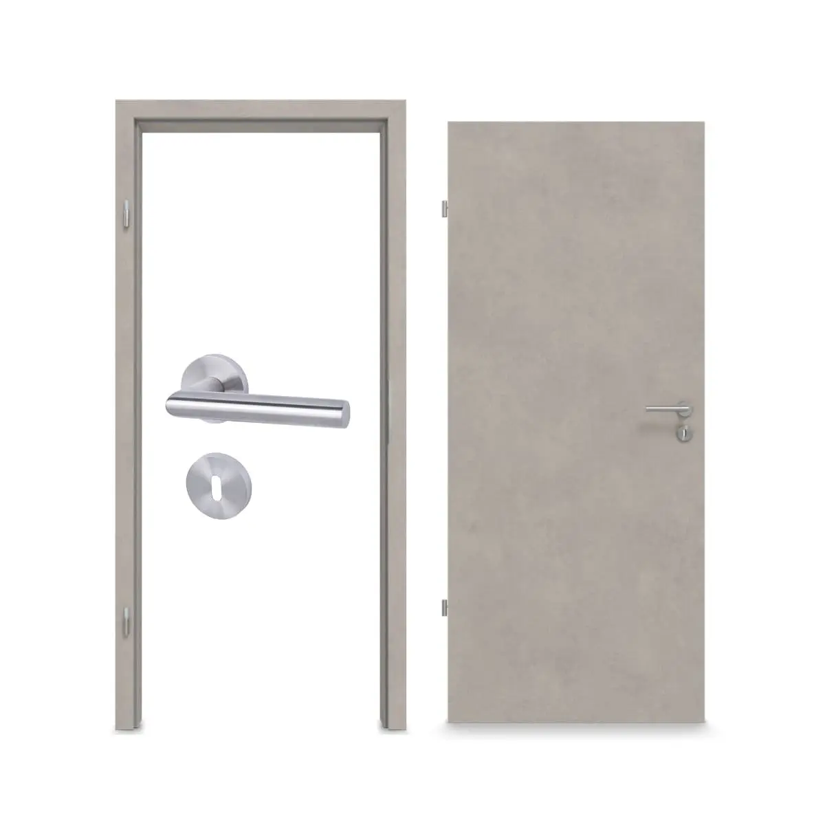 Widok kompletnego zestawu firmy WESTAG zestaw drzwi wewnętrzne Semento BN 434 PortaLit CPL z ościeżnicą i klamką