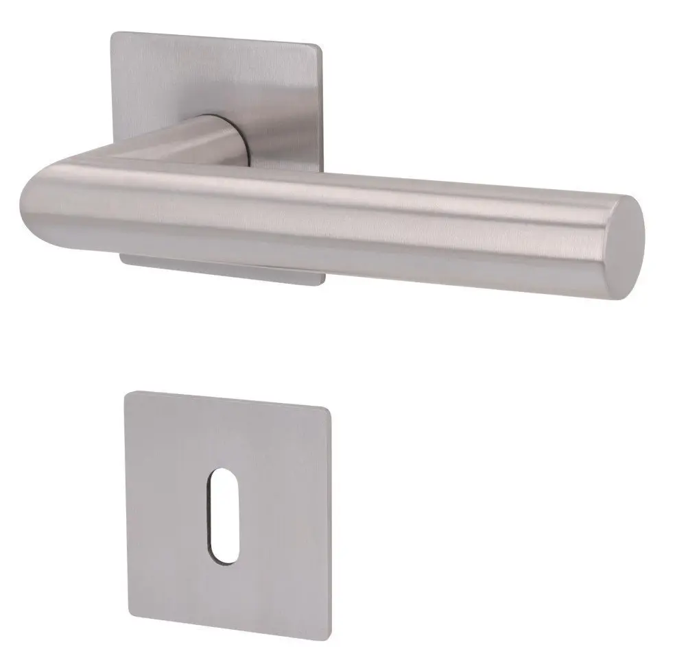 SÜDMETALL klamka drzwiowa Mainz Square-R stal nierdzewna satynowana płaska rozeta magnet płaski