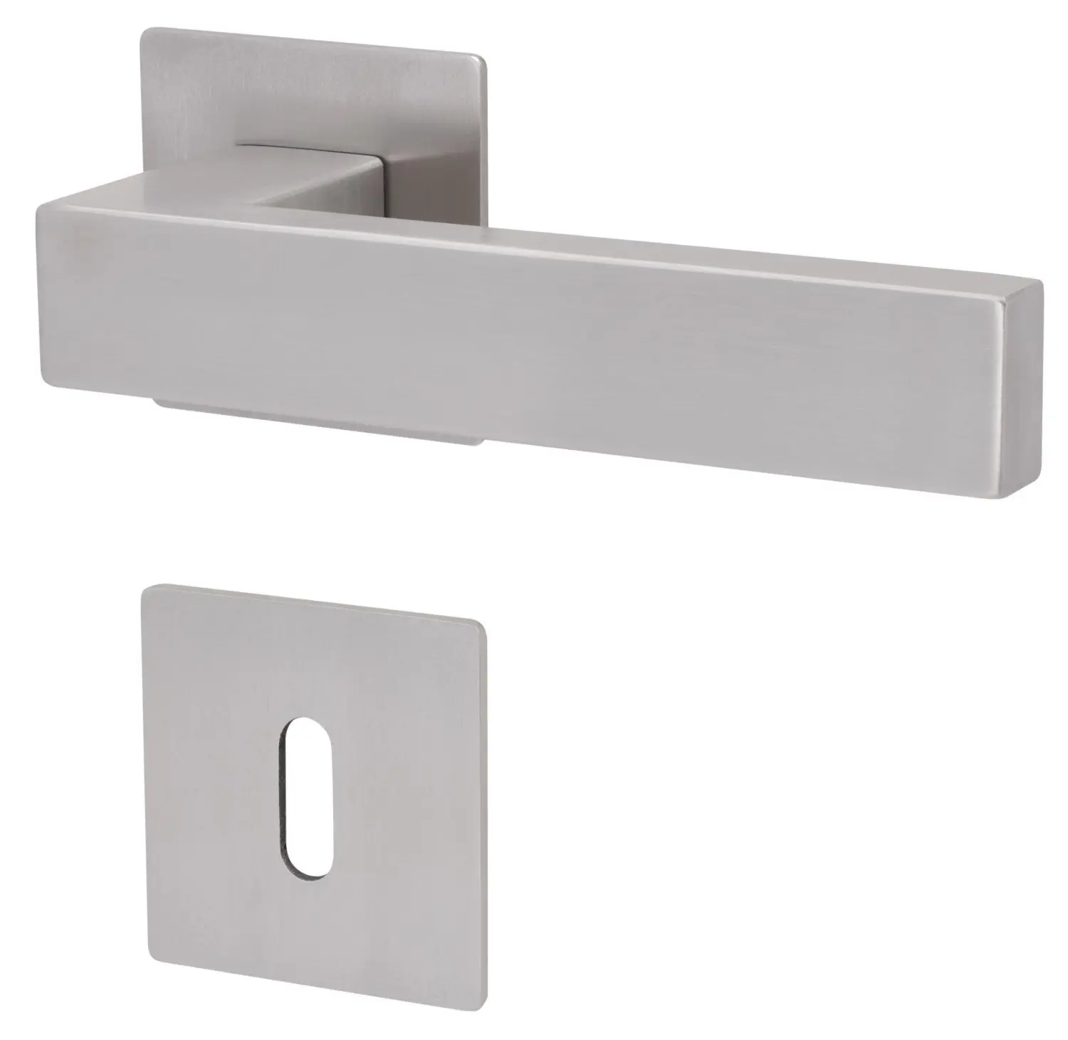 SÜDMETALL klamka drzwiowa Köln Square-R stal nierdzewna satynowana płaska rozeta magnet płaski