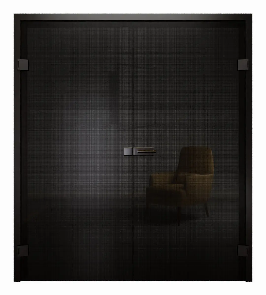 ERKELENZ drzwi podwójne całoszklane BLACKLINE Struktura motyw czarny matowy