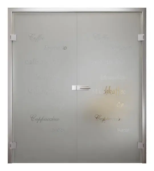 Zdjęcie Cafe 2 matowienie drzwi dwuskrzydłowe z przezroczystym motywem - Erkelenz