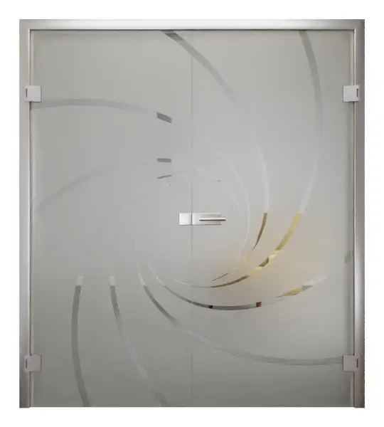 Zdjęcie Cristall klasyczny matowy drzwi dwuskrzydłowe z motywem przezroczystym - Erkelenz