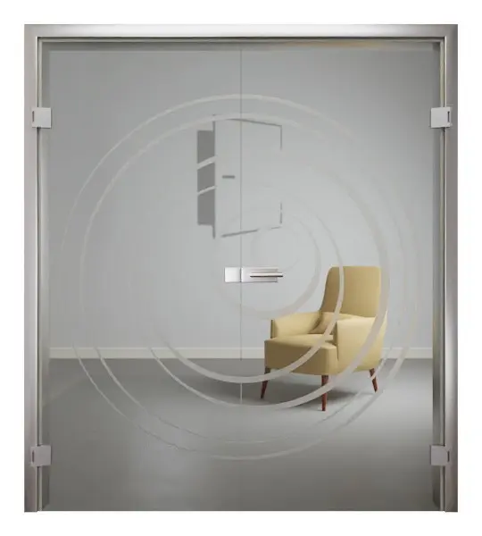 Zdjęcie drzwi dwuskrzydłowych Lira z matowieniem i motywem matowym - Erkelenz