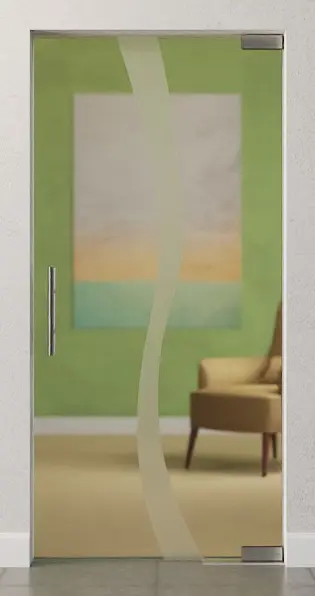 Zdjęcie szklanych drzwi wahadłowych Bergamo, motyw matowy, DORMA Mundus BTS wariant 1 - Erkelenz