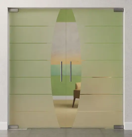 Zdjęcie Amara motyw przezroczysty 2-skrzydłowe drzwi wahadłowe szklane DORMA Mundus BTS wariant 4 - Erkelenz