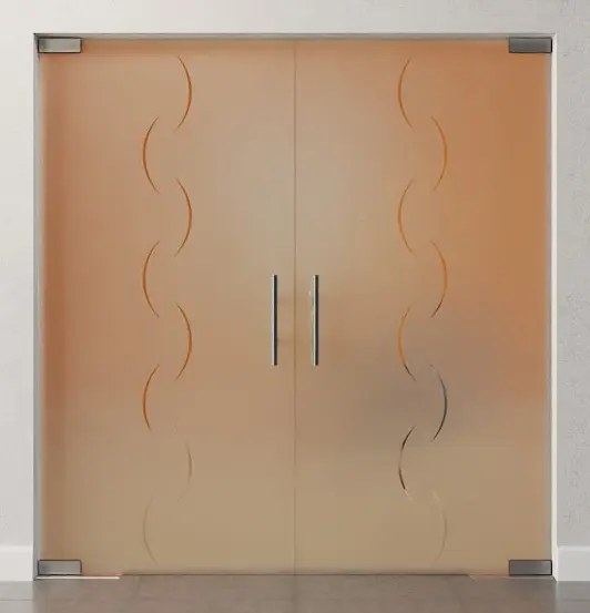 Zdjęcie Atessa, motyw przezroczysty, 2-skrzydłowe drzwi wahadłowe szklane, DORMA Mundus BTS wariant 4 – Erkelenz