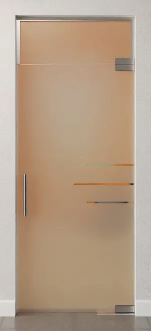 Zdjęcie przezroczystych drzwi wahadłowych szklanych z motywem Bahia i naświetlem, DORMA Mundus BTS Variante 7 - Erkelenz