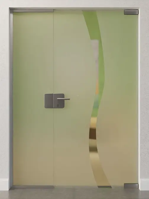 Zdjęcie Bergamo motyw przezroczysty drzwi całoszklane ze stałym elementem bocznym DORMA Mundus wariant 1 - Erkelenz