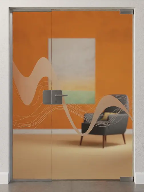 ERKELENZ szklane drzwi Sinus 2 matowe z stałym bocznym elementem DORMA Mundus Wariant 1