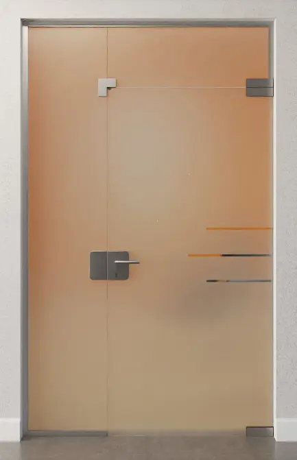 Zdjęcie drzwi całoszklanych Bahia motyw przezroczysty ze stałym elementem bocznym i naświetlem DORMA Mundus wariant 6 - Erkelenz