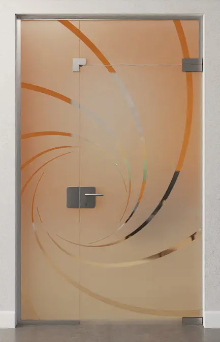 Zdjęcie drzwi całoszklanych Cristall motyw przezroczysty ze stałym elementem bocznym i naświetlem DORMA Mundus wariant 6 - Erkelenz