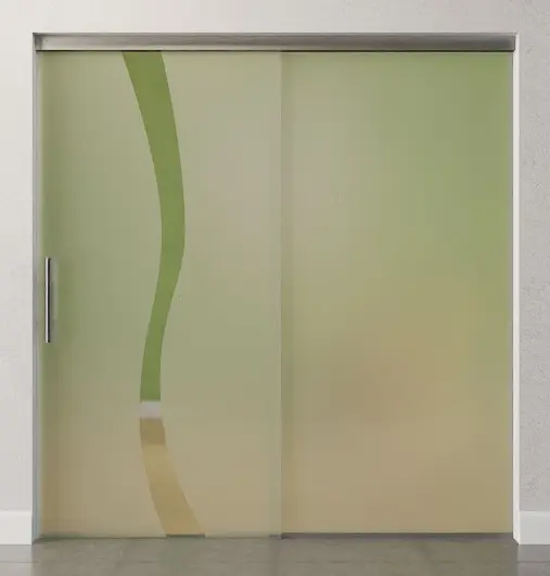 Zdjęcie drzwi przesuwnych szklanych Bergamo motyw przezroczysty ze stałym elementem bocznym Sigma Flexible Wariant 1 - Erkelenz