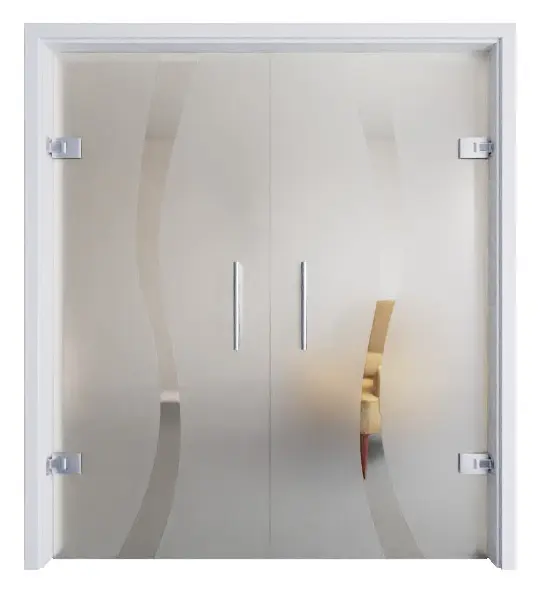 ERKELENZ drzwi szklane podwójne wahadłowe Bergamo matowe z motywem przezroczystym