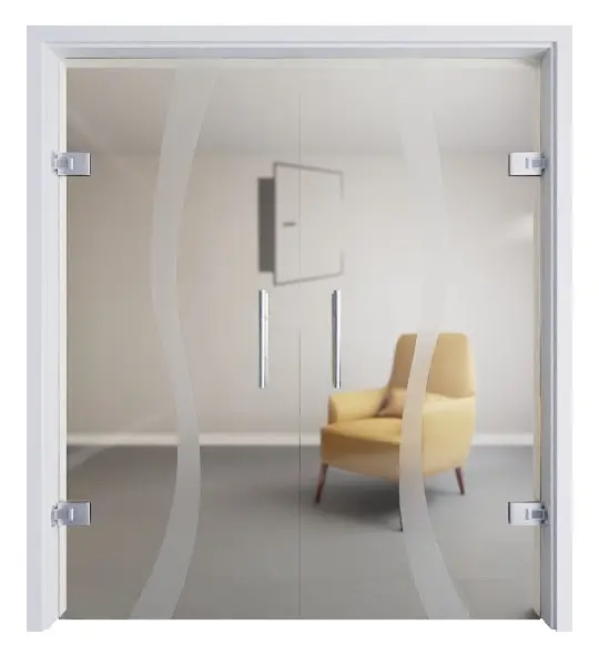 ERKELENZ drzwi szklane dwuskrzydłowe wahadłowe Bergamo z matowaniem z motywem matowym