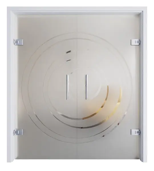 ERKELENZ Podwójne drzwi przeszkline wahadłowe Lira matowe, z przezroczystym motywem