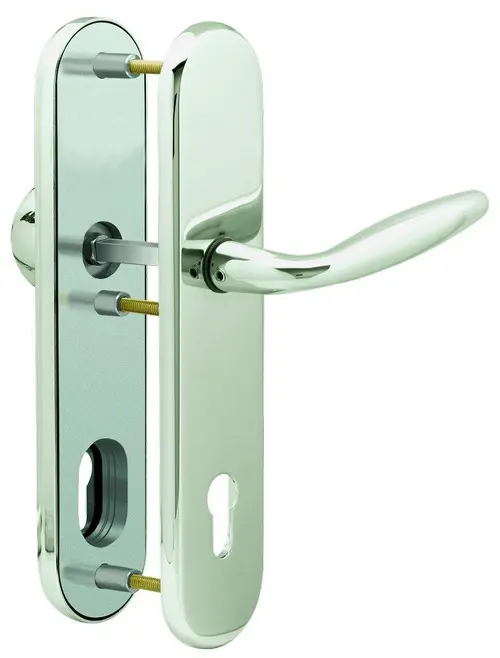 SÜDMETALL zamek z zabezpieczeniem przed zmianą Sicura Arena-LS/LS chromowana polerowana z osłoną wkładki do drzwi wejściowych do domu