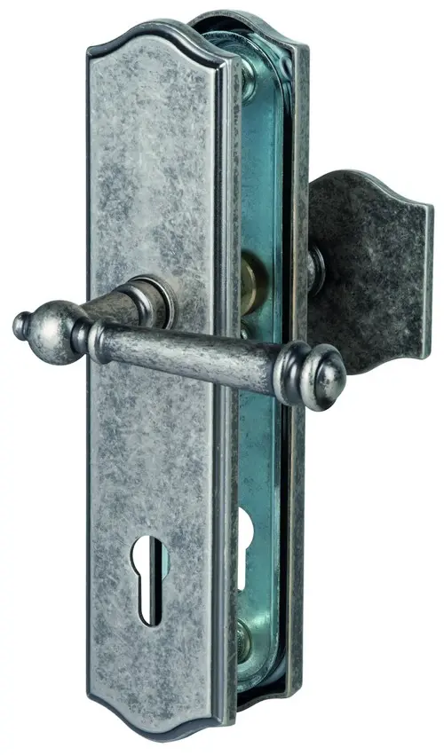 SÜDMETALL zamek z zabezpieczeniem przed zmianą Sicura Mount Everest-LS/LS antyczne żelazo satynowane z osłoną wkładki do drzwi wejściowych do domu