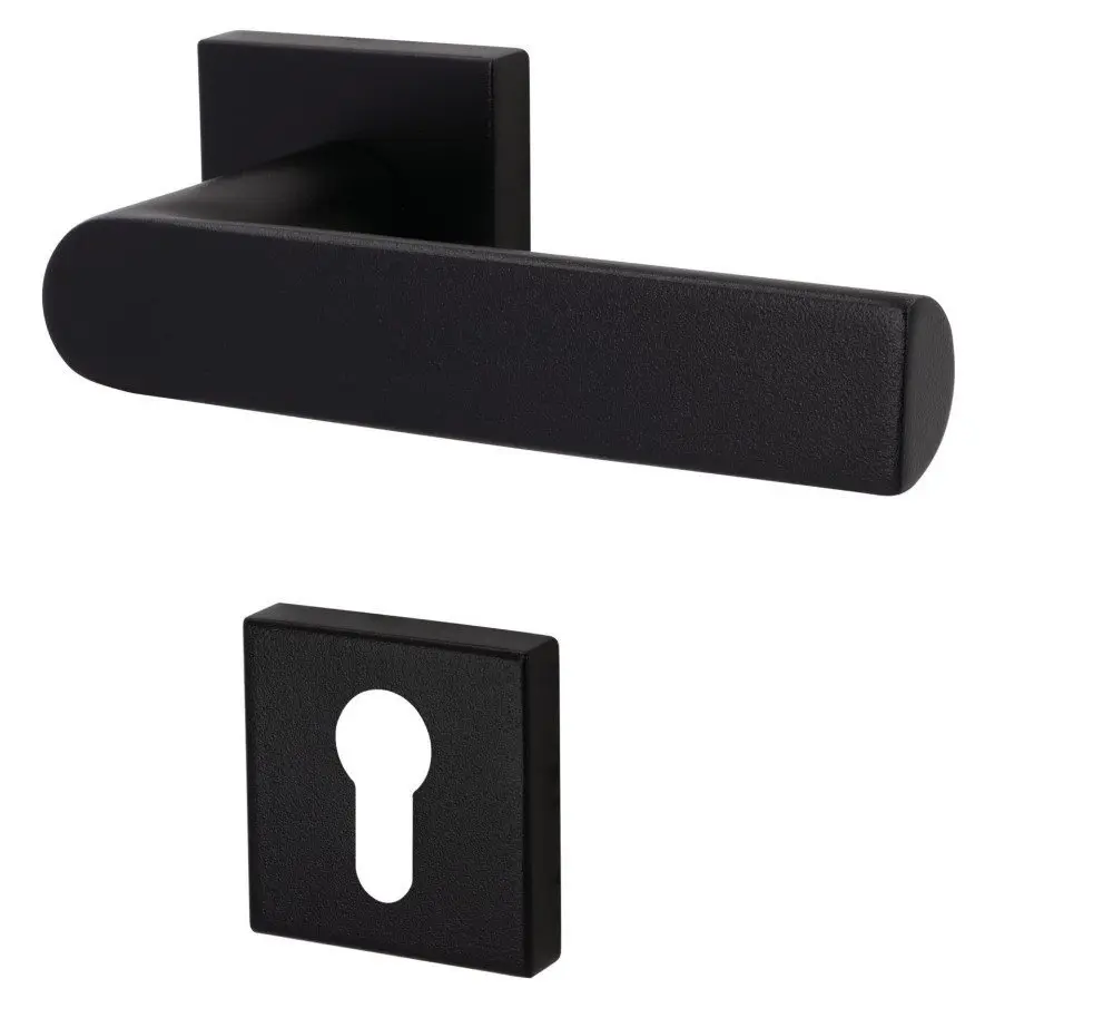 1. Zdjęcie produktu SÜDMETALL zamek przeciwpożarowy Korsika Quadro-R czarny matowy struktura Top Speed