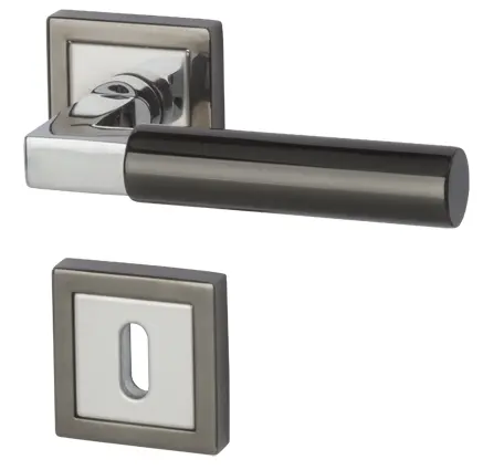 SÜDMETALL Zamek przeciwpożarowy Alaska Square-R chrom/czarny polerowany TOP SPEED