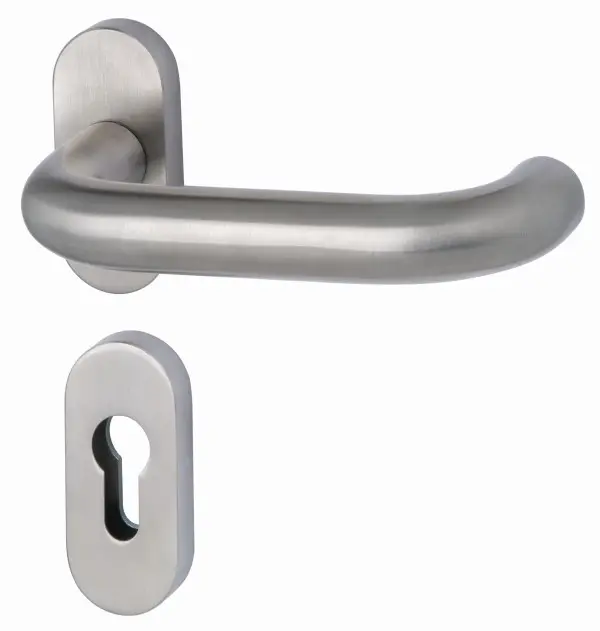 SÜDMETALL zamek przeciwpożarowy Paula III-R stal nierdzewna satynowana okucie do wąskich profili klamka/klamka TOP SPEED