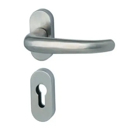 SÜDMETALL okucie do drzwi zewnętrznych Madrid-R stal nierdzewna satynowana zestaw wąskoramowy gałka/klamka Top Speed