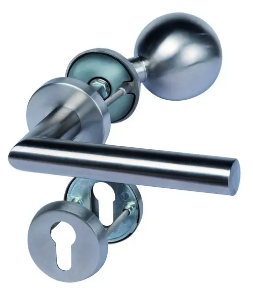 SÜDMETALL zamek z zabezpieczeniem przed zmianą Sicura Manuel/Ronny-R TOP SPEED stal nierdzewna satynowana do drzwi do mieszkania z osłoną wkładki