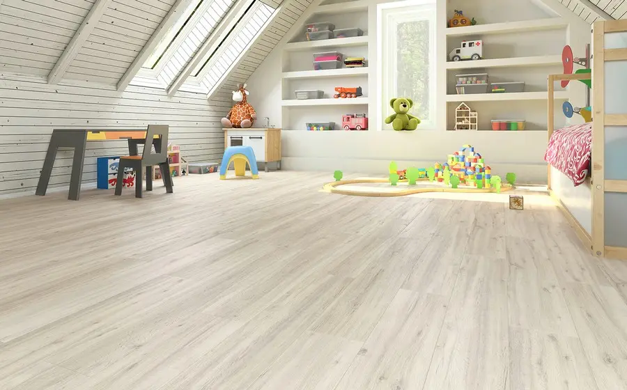 Widok pokoju dziecięcego – panele laminowane dąb kremowy strukturyzowana 1-pasmowy Explore - Wiparquet